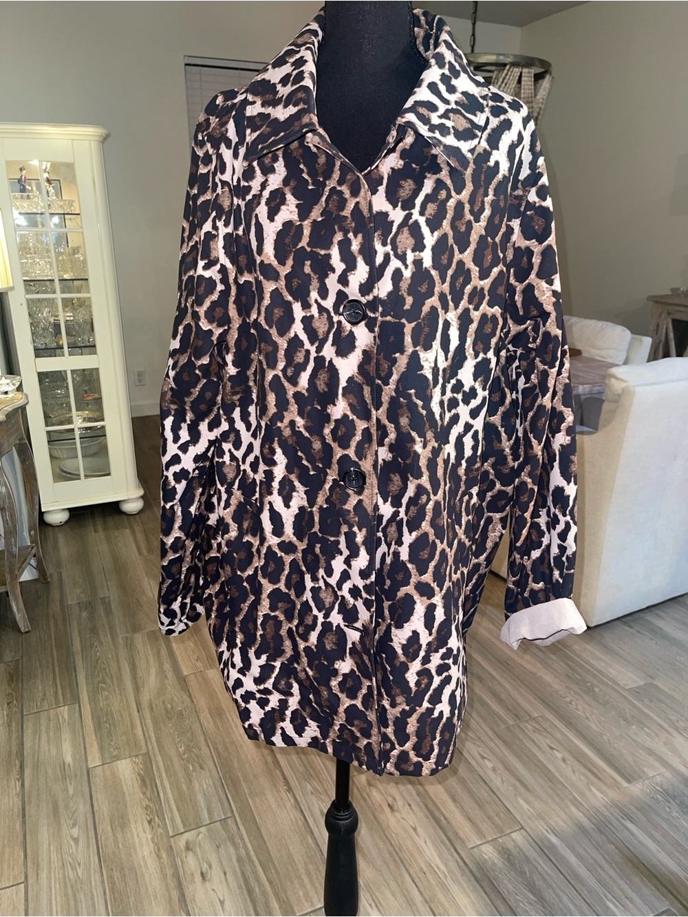Leopard Print Lane Bryant Button-Front Coat - Brown/Black